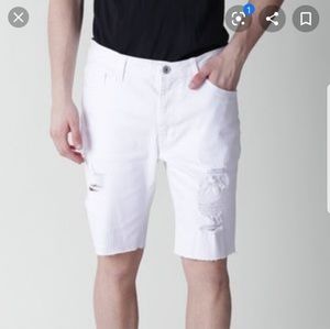 White Distressed Shorts